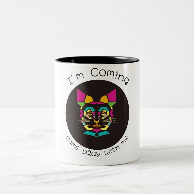 Caneca De Café Em Dois Tons pop de gato (Centro)