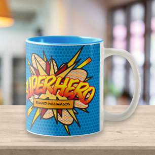 Caneca De Café Em Dois Tons Pop personalizado da revista em quadrinhos SUPERHE
