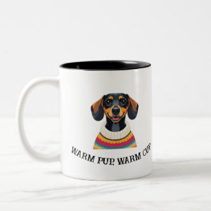 Caneca De Café Em Dois Tons Pop quente, taça quente - Dachshund in Sweater Mug