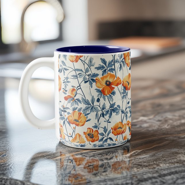 Caneca De Café Em Dois Tons Poppies da Califórnia (Criador carregado)