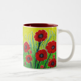 Caneca De Café Em Dois Tons Poppies vermelhos