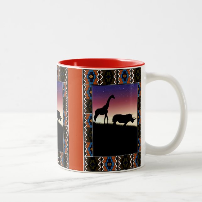 Caneca De Café Em Dois Tons Por do sol, animais africanos (Direita)