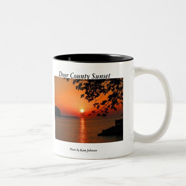 Caneca De Café Em Dois Tons Por do sol de Door County (Direita)