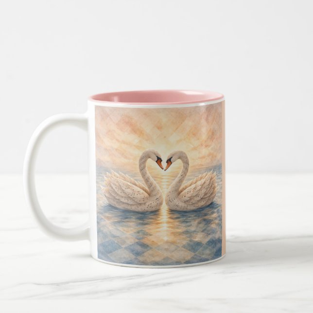 Caneca De Café Em Dois Tons Pôr do Sol Diamante (Esquerda)