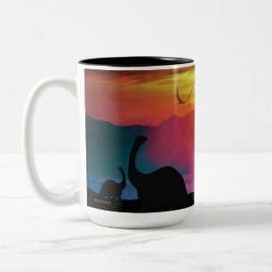 Caneca De Café Em Dois Tons Por do sol do dinossauro