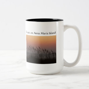 Caneca De Café Em Dois Tons Por do sol na ilha de Anna Maria, por do sol
