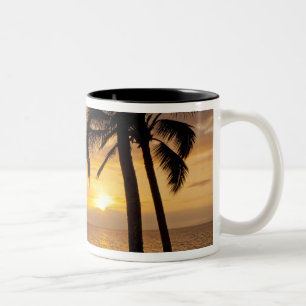 Caneca De Café Em Dois Tons Pôr do sol na palmeira