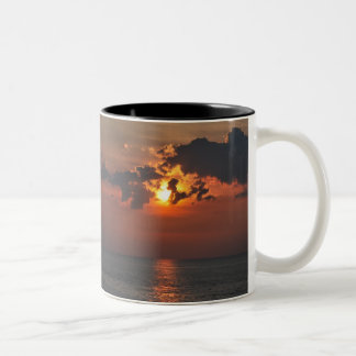 Caneca De Café Em Dois Tons Por do sol no Lago Erie