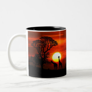 Caneca De Café Em Dois Tons Por do sol no Savanna africano