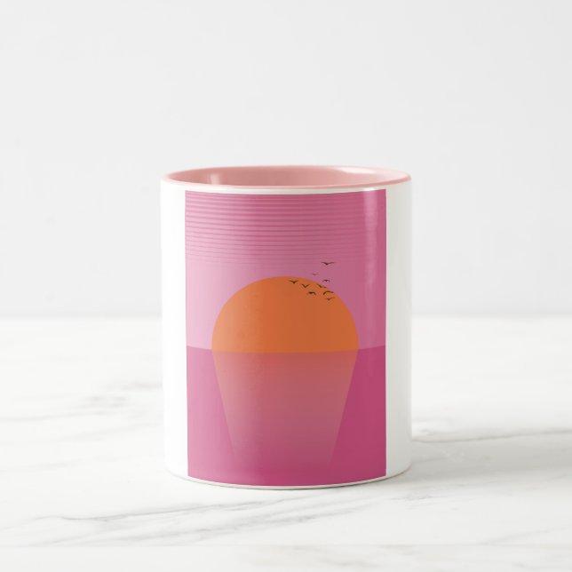 Caneca De Café Em Dois Tons Pôr do sol retrô (Centro)