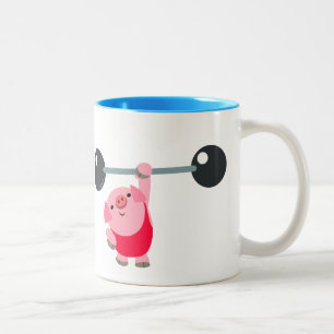 Caneca De Café Em Dois Tons Porco bonito dos desenhos animados do