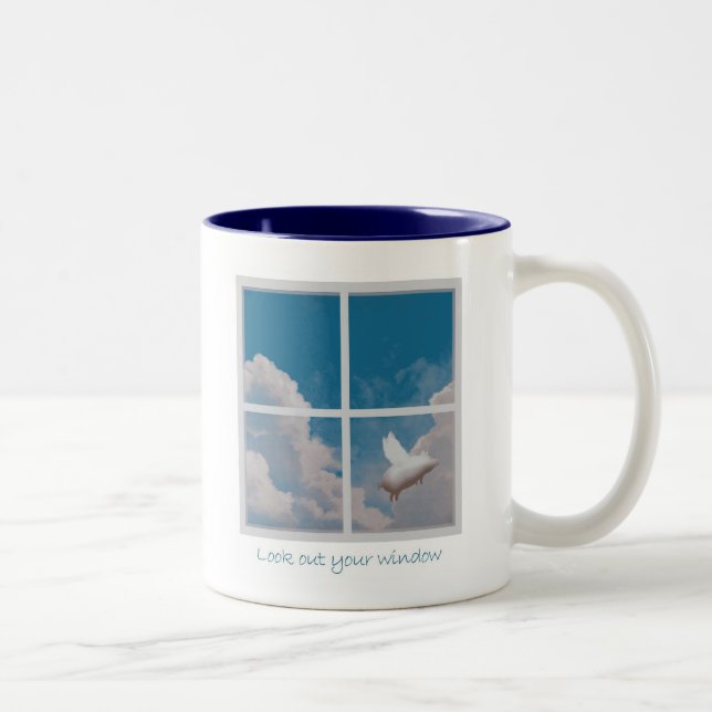 Caneca De Café Em Dois Tons porco do vôo (Direita)
