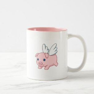 Caneca De Café Em Dois Tons Porco do vôo - leitão com asas