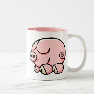 Caneca De Café Em Dois Tons Porco dos desenhos animados
