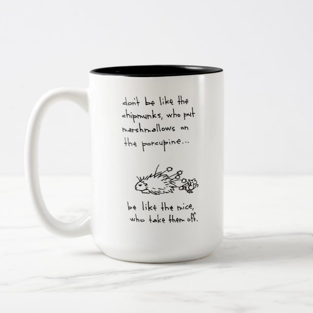 Caneca De Café Em Dois Tons Porco-espinho pobre (Esquerda)