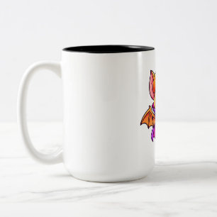 Caneca De Café Em Dois Tons Porco Morcego de Abóbora Halloween