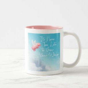Caneca De Café Em Dois Tons Porco Voador Cresce As Asas