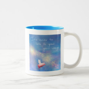 Caneca De Café Em Dois Tons Porco Voador - Nunca É Tarde Demais Para Crescer A