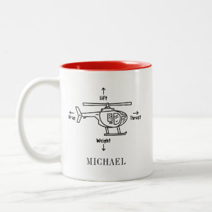 Caneca De Café Em Dois Tons Porquê de Ilustração do Helicóptero Bonito Qua