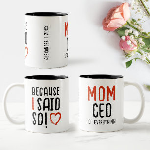 Caneca De Café Em Dois Tons Porque eu disse que sim Tipografia Moderna Mãe Pai