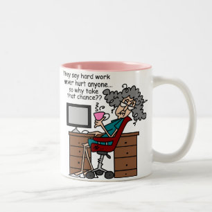 Caneca De Café Em Dois Tons Porque humor do trabalho duro da possibilidade