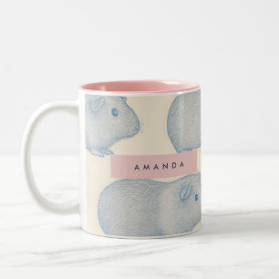 Caneca De Café Em Dois Tons Porquinhos-da-índia Lindos e Personalizados Padrão