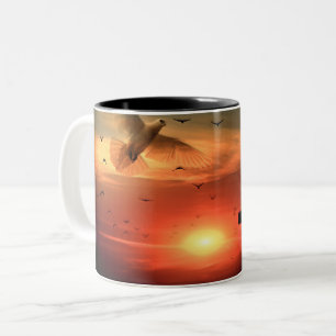 Caneca De Café Em Dois Tons Porta de ressurreição Sunset e Cruzamento