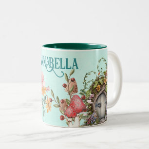 Caneca De Café Em Dois Tons Porta do Jardim Láteo Encantada em Teal