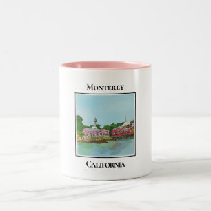 Caneca De Café Em Dois Tons Porto de linha, armazéns e restaurantes das Canári