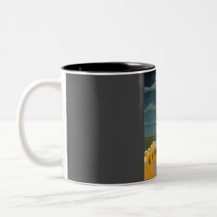 Caneca De Café Em Dois Tons Porto Portugal Vintage Poster de viagens Retroativ