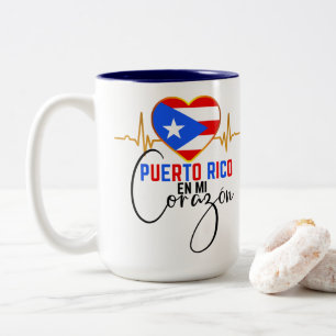 Caneca De Café Em Dois Tons Porto Rico en mi Corazon Puerto Rican Pride