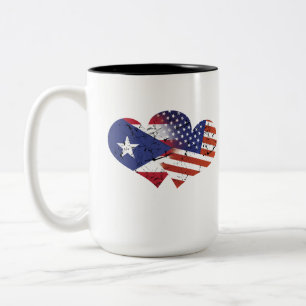 Caneca De Café Em Dois Tons Porto-riquenho da bandeira dos EUA da bandeira de
