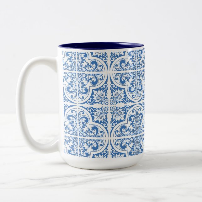 Caneca De Café Em Dois Tons Portugal Mug | Legenda dos Azulejos azuis (Esquerda)