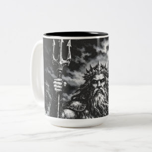 Caneca De Café Em Dois Tons Poseidon — Senhor das Profundezas por BurnsInHell