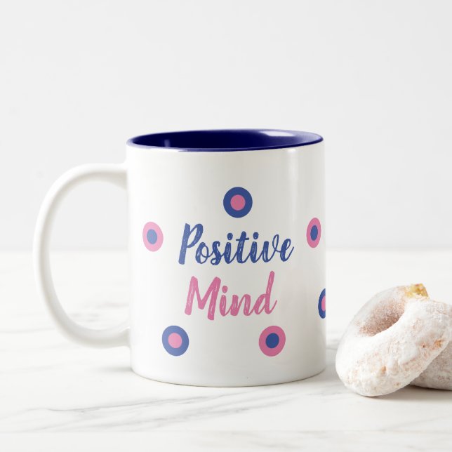 Caneca De Café Em Dois Tons Positive Mind (Com Donut)