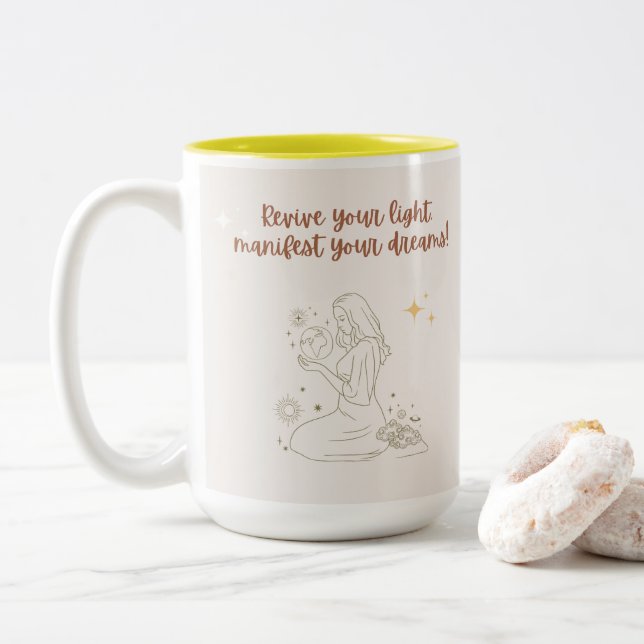 Caneca De Café Em Dois Tons positive morning affirmation mug (Com Donut)