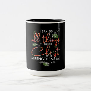 Caneca De Café Em Dois Tons Posso Fazer Tudo Através De Cristos Que Se Fortale
