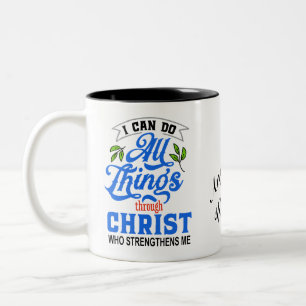 Caneca De Café Em Dois Tons Posso fazer tudo através do Cristo - Personalizar