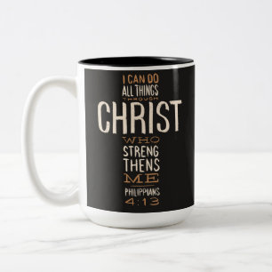 Caneca De Café Em Dois Tons Posso Fazer Tudo Pela Bíblia Cristo Versa