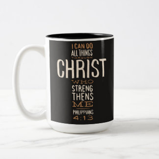 Caneca De Café Em Dois Tons Posso Fazer Tudo Pela Bíblia Cristo Versa