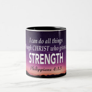 Caneca De Café Em Dois Tons POSSO FAZER TUDO Phil 4:13 Escritura Cristã