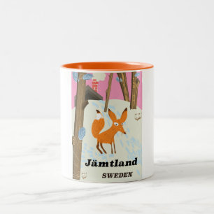 Caneca De Café Em Dois Tons Poster das viagens vintage da suecia de Jämtland