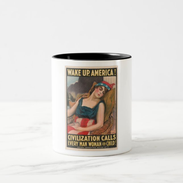Caneca De Café Em Dois Tons Poster de acordar para a América (Centro)