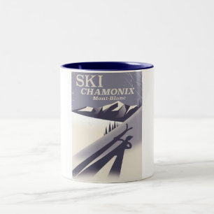 Caneca De Café Em Dois Tons Poster de Esqui Chamonix-Mont-Blanc