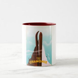 Caneca De Café Em Dois Tons Poster de Esqui Chamonix-Mont-Blanc