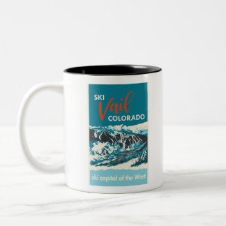 Caneca De Café Em Dois Tons Poster de Esqui Vintage Vail