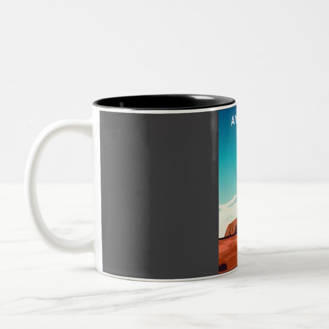 Caneca De Café Em Dois Tons Poster de viagens Ayers Rock Uluru Austrália (Esquerda)