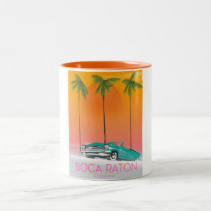 Caneca De Café Em Dois Tons Poster de viagens Boca Raton da Flórida.