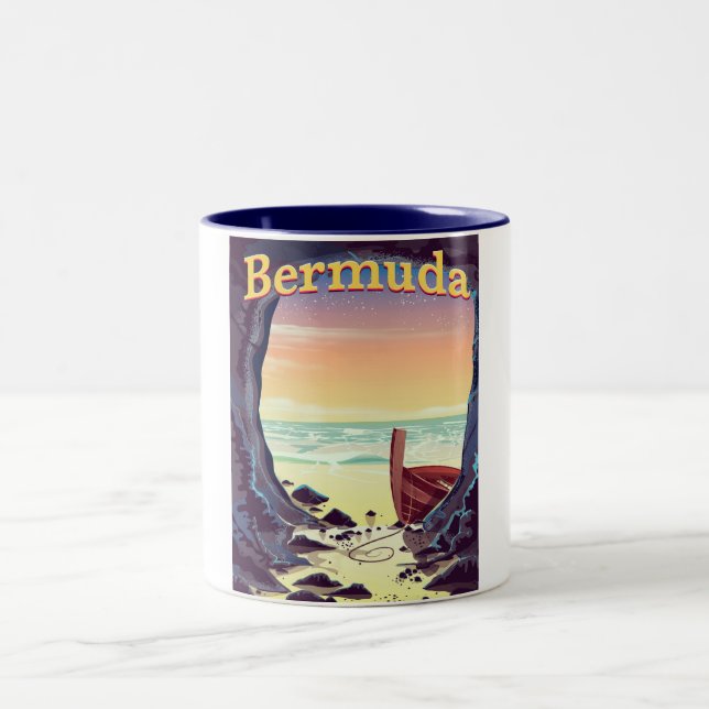 Caneca De Café Em Dois Tons Poster de viagens da Caverna Pirata das Bermudas (Centro)