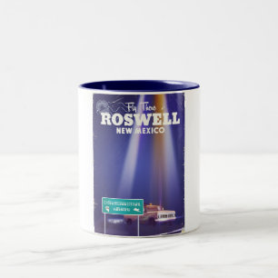 Caneca De Café Em Dois Tons Poster de viagens da estrada do Extraterrestrial